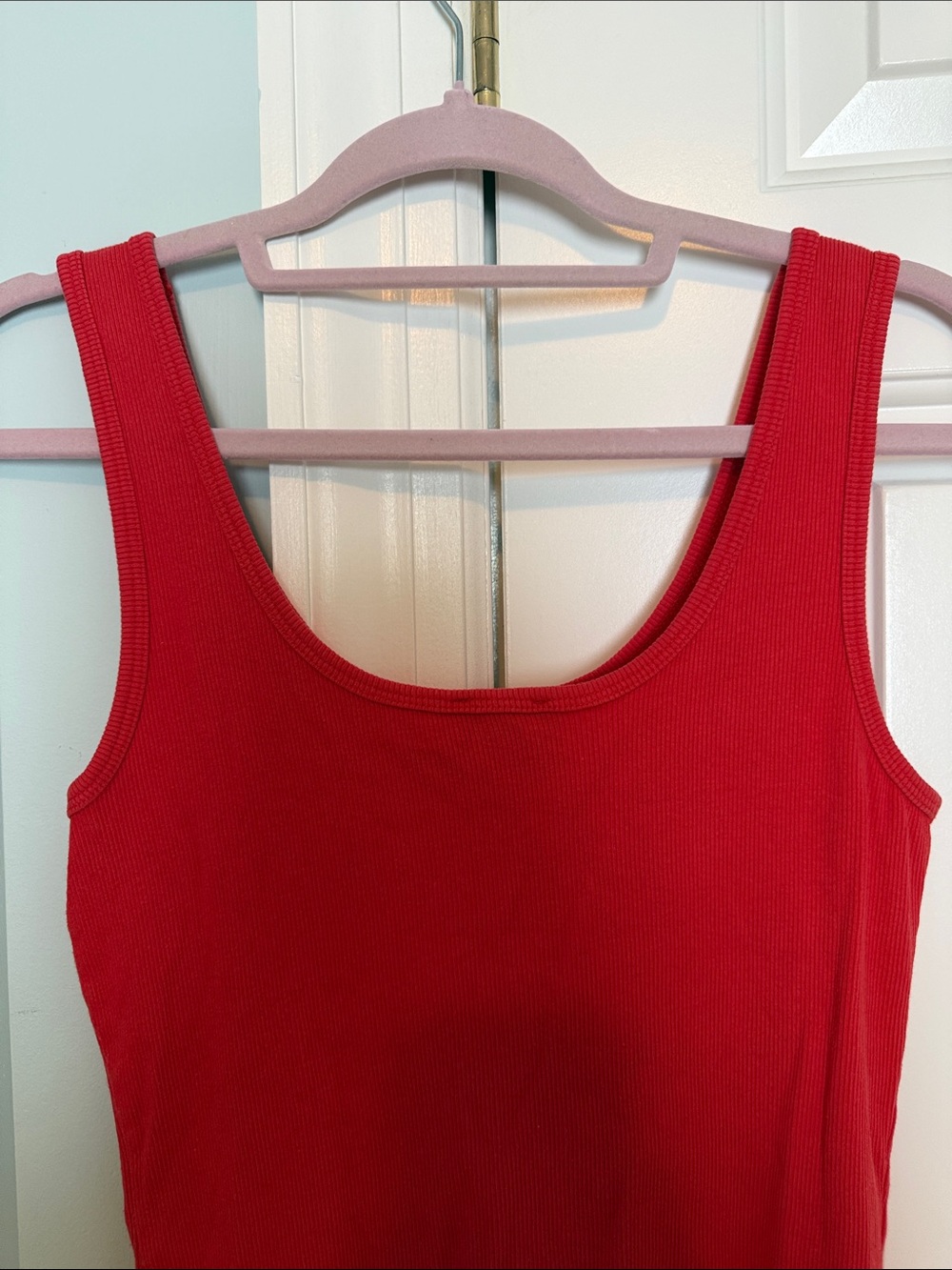 Bebe Red Rhinestone Logo Ribbed Tank - Picture 4 of 5